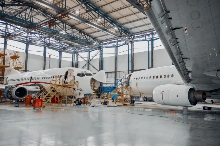 Aviation maintenance professionals working in a Dubai MRO facility